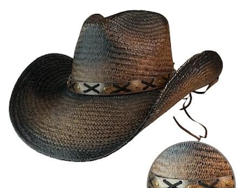 Cowboy Straw Hat Cowgirl Brown Straw Hat | Cowboy Hat Western | Fashion Hats | Concert Hat | Country Hat | Tucson Hat | Austin Handmade Hats