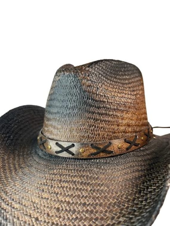 Stylish Brown Woven Hat with Leather Band Brown Straw Cowboy Hat | Leather Band, Handmade Western Wear  main image 4