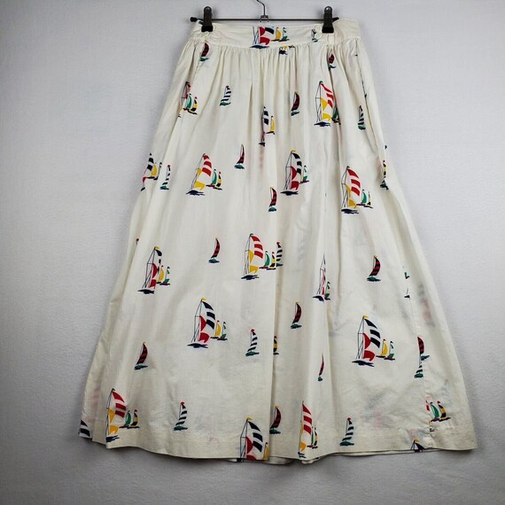 Vintage SKYR Maxi Skirt Womens 12 Ivory Sailboat … - image 1