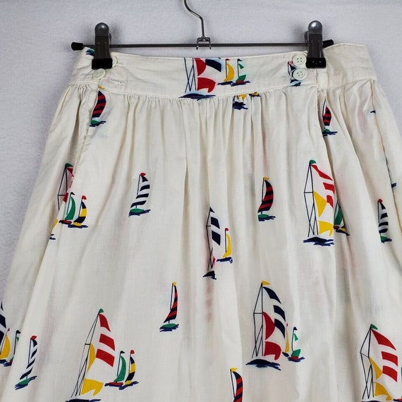 Vintage SKYR Maxi Skirt Womens 12 Ivory Sailboat … - image 4