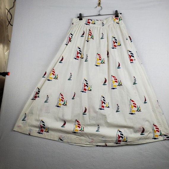 Vintage SKYR Maxi Skirt Womens 12 Ivory Sailboat … - image 7