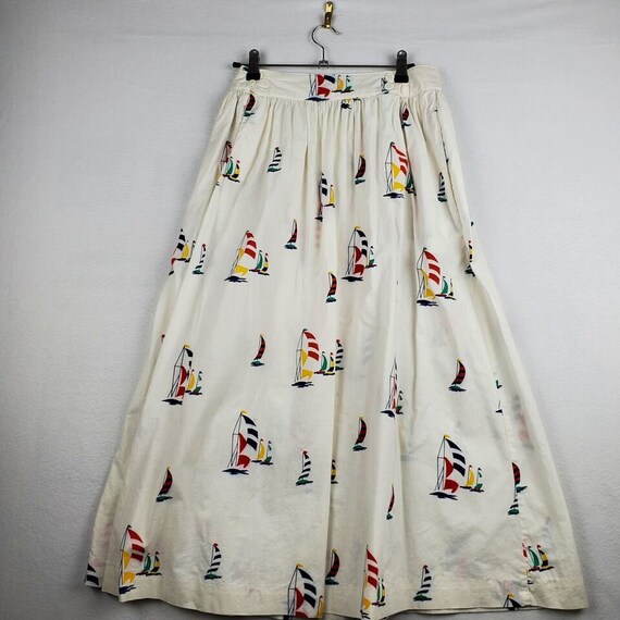 Vintage SKYR Maxi Skirt Womens 12 Ivory Sailboat … - image 2