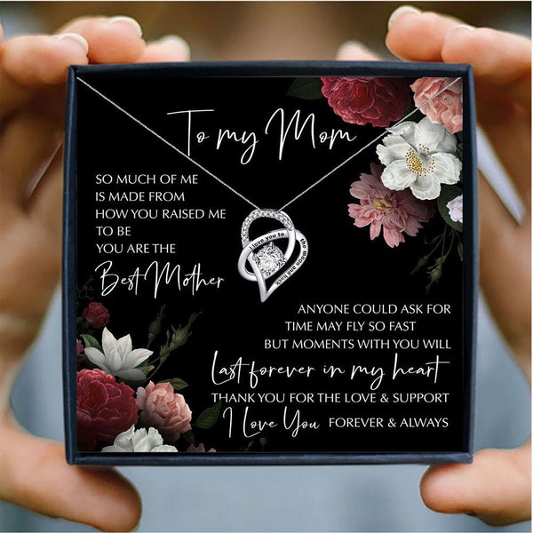 Collier pendentif coeur To My Mon - Carte personnalisée avec nom et message inclus | Cadeau parfait !