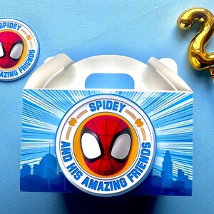 Spider-man Favor Boxes, Spidey and his amazing friends Favor boxes, 3-D Gable Boxes