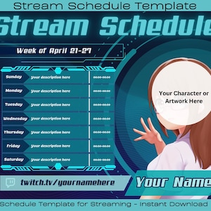 Karaktärsval Veckovis streamschemamall Twitch Streamer, VTuber, PNGTuber | Välj din karaktär Veckovis streamschemamall