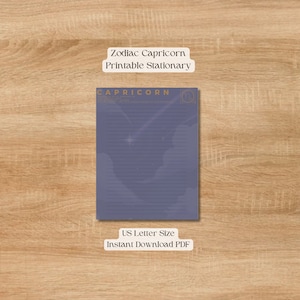 Accomplished Capricorn Zodiac Printable Lined Stationary Paper