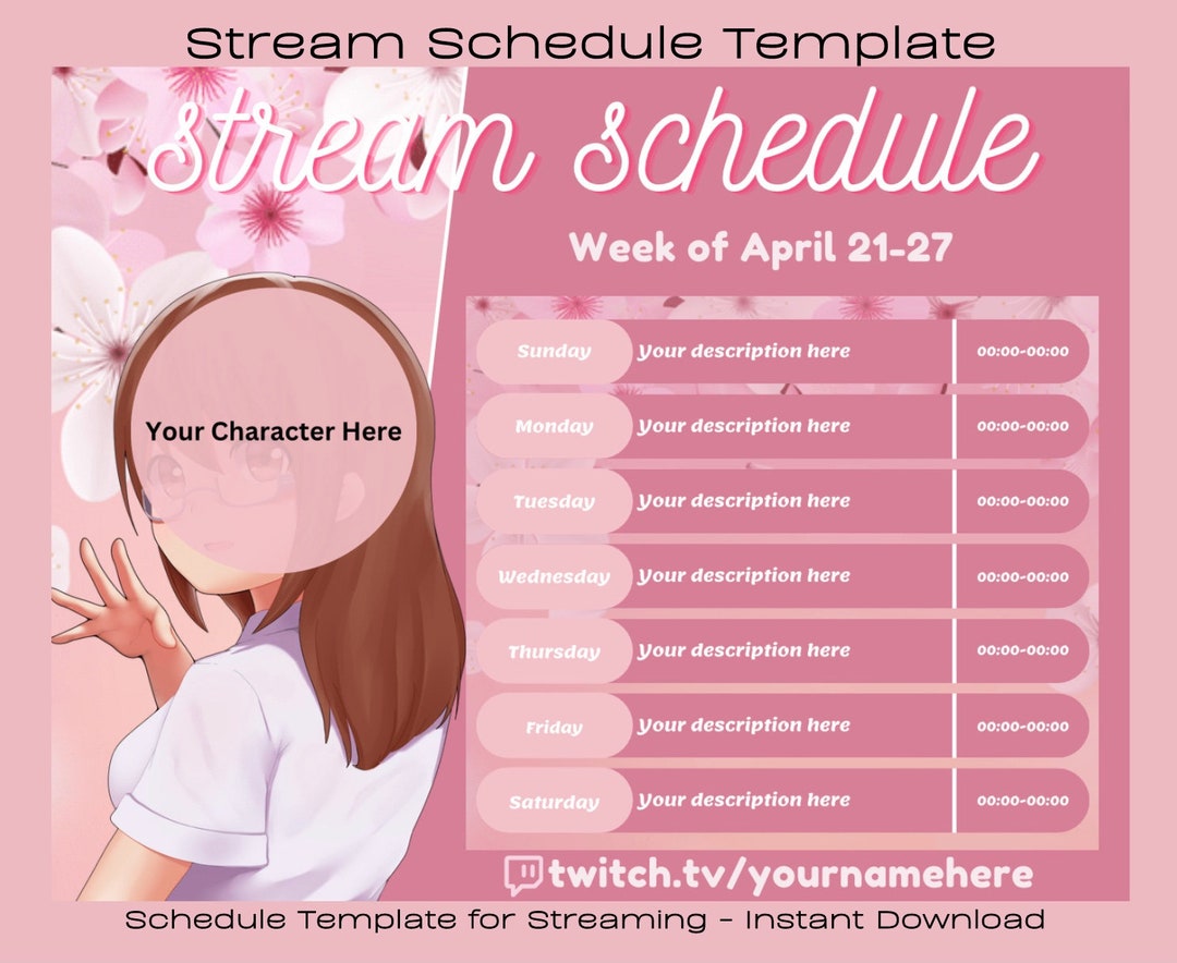 Charming Cherry Blossom Twitch Streamer Weekly Schedule / Vtuber and ...