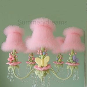 Set of 6 Fairytale clip on lampshades PINK TULLE LAMPSHADE
