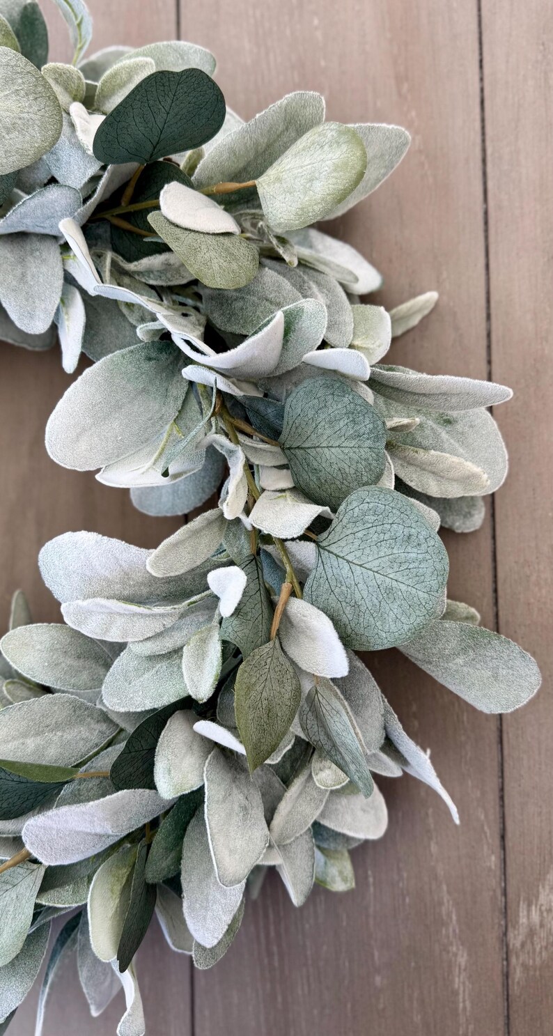 Lamb’s Ear Eucalyptus Wreath for Front Door, Faux Lambs Ear Eucalyptus ...