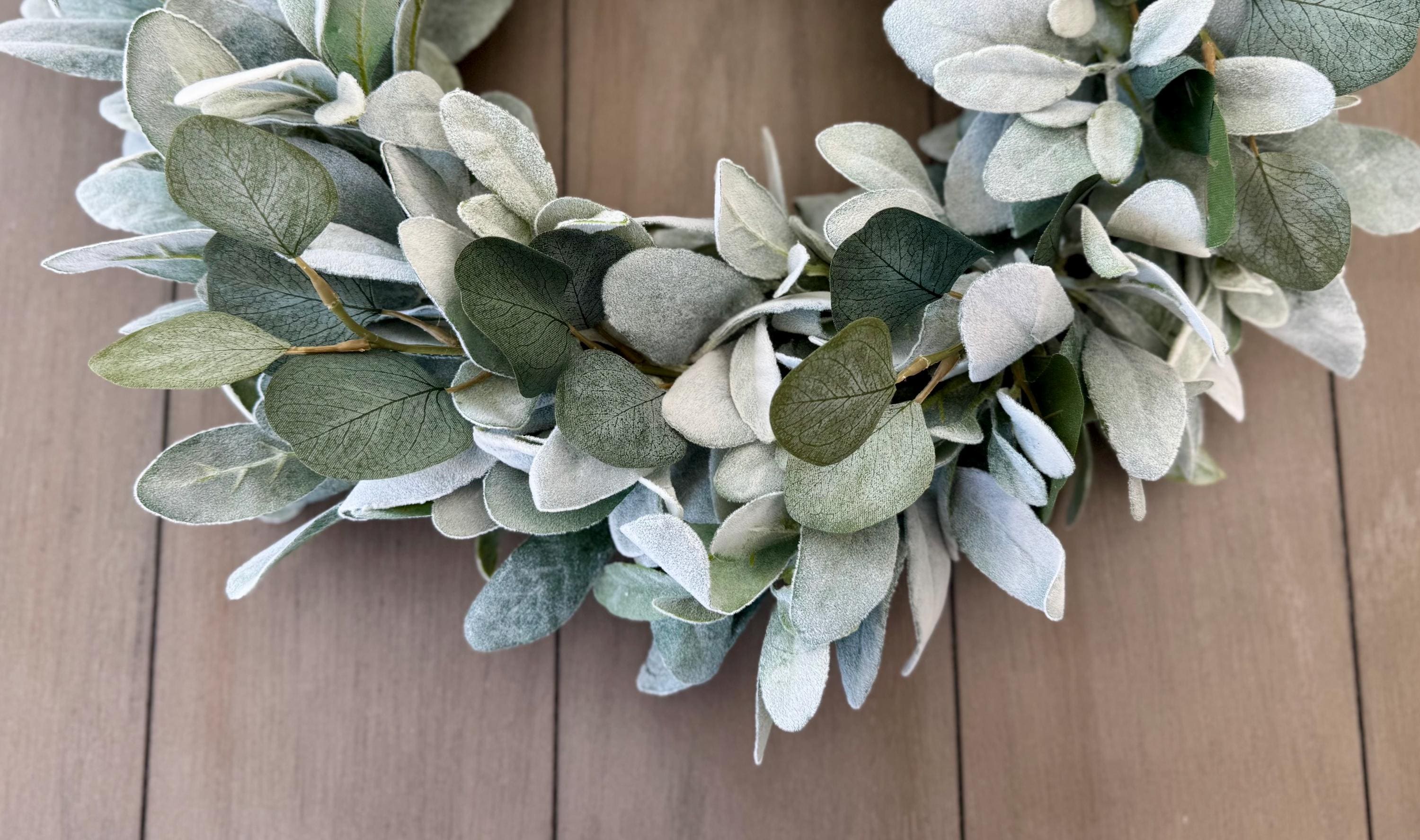 Lamb’s Ear Eucalyptus Wreath for Front Door, Faux Lambs Ear Eucalyptus ...