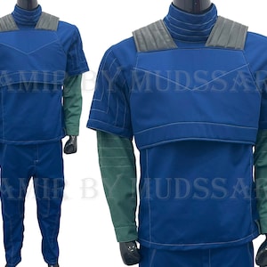 Blue Flight Suit Cosplay Costume with 3-Piece Flak Vest | Mandalorian Soft Parts
