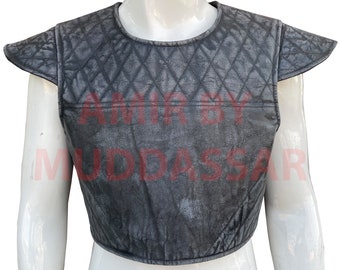 Black Leather Vest With Distressed Look Cosplay Costume