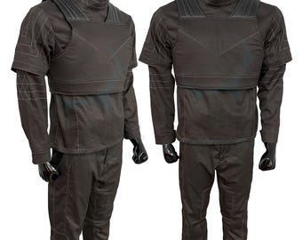 Brown Flight Suit with Flak Vest – 3-Piece Bounty Hunter Cosplay Outfit