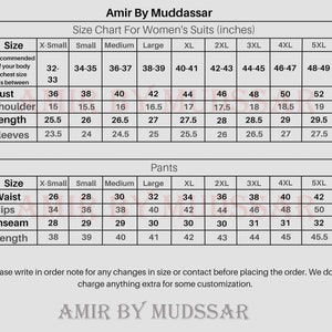 May include: Size chart for women's suits in inches. The chart shows measurements for bust, shoulder, length, sleeves, waist, hips, inseam, and length. The sizes range from X-Small to 5XL.