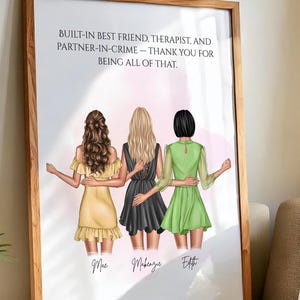 Custom Gift for Three Friends Birthday Gifts Bestfriend Print Group of 3 Friends Art Personalized Friendship Wall Art Friends Keepsake Print