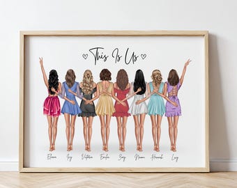 Group of Friends Picture Personalized Print Group of Friends Friendship Gift Best Friend Print Custom Wall Art For Friends Birthday Gift