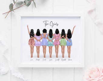 Impression meilleur ami, impression personnalisée, groupe d'amis, cadeau d'amitié, art mural personnalisé pour amis, cadeau d'anniversaire, photo d'un groupe d'amis