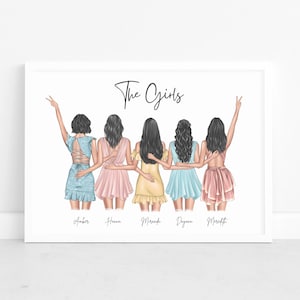 Personalised Print Group of Friends Friendship Gift Best Friend Print Custom Wall Art For Friends Birthday Gift Group of Friends Picture