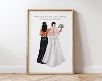 Best Friend Wedding Personalised Print Maid Of Honour Gift From Bride Wedding Thank You Print Gift For Bridesmaid Print Sister Wedding Gift