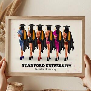 College Graduation Personalised Print for Bestfriend Portrait Gift for Best friend Custom Faceless Illustration Print for Friendship Gifts