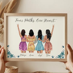 Benutzerdefinierte Druck Gruppe von 4 Freunden Freundschaft Geschenk Bester Freund Personalisierte Wandkunst für Freunde Geburtstagsgeschenk Gruppe von vier Freunden Bild