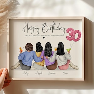 30th Birthday Gift For Her Personalized 30th Birthday Print Best Friend Print Personalized Print Group of Friends Picture Friendship Gifts
