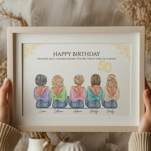 Besties 50th Birthday Gifts Personalized 50th Group Best Friends Birthday Print Custom Print Group of Friends Picture Friends Birthday Print