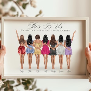 Friends Portrait Personalized Print Group of Friends Friendship Gift Custom Wall Art For Friend Birthday Gift Print Friend Group Picture