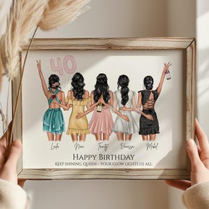 Personalised Print Group of Friends Friendship Gift Best Friend Print Custom Wall Art For Friends Birthday Gift Group of Friends Picture
