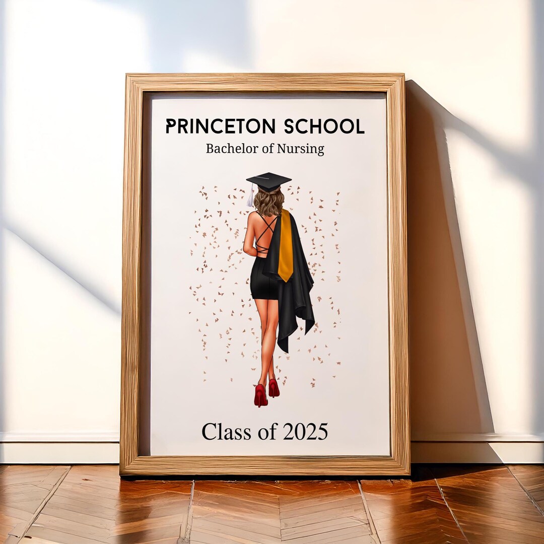 Custom Graduation Faceless Portrait Print: Class of 2025 Keepsake ...