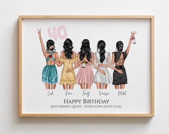 Custom Bestie Print Personalised Gift for 40th Group Best Friends Birthday Prints Group Friendship Print 40th Besties Birthday Gifts for Her