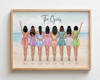 Friends Birthday Gift for Group of Friends Picture Personalized Print Group of Friends Friendship Gift Best Friend Print Custom Wall Art