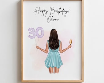 Custom Gift for Sister 30th Birthday Gift for Best Friend Birthday Prints, Personalised Gift for Daughter 30th Birthday Present Gift For Her