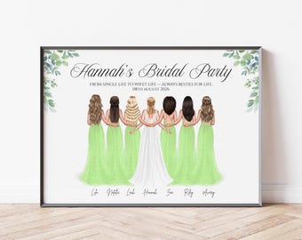 Personalisiertes Geschenk für die Brautjungfern, individuelles Geschenk für die Trauzeugin, Geschenk für die Brautjungfer, Geschenk für den Junggesellinnenabschied der Schwester, Hochzeitsdruck, Blumenmädchen