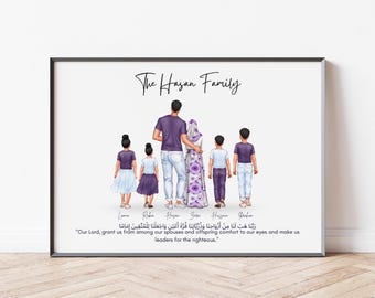 Personalisiertes Geschenk für muslimische Familie mit Neugeborenen Baby-Porträt-Wanddruck Geschenk für muslimische Familie Einweihungsparty-Geschenke Islamisches neues Zuhause-Geschenk