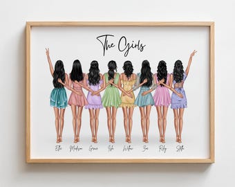 Best Friend Print Personalized Print Group of Friends Custom Wall Art For Friends Birthday Gift Group of Friends Picture Friendship Gift
