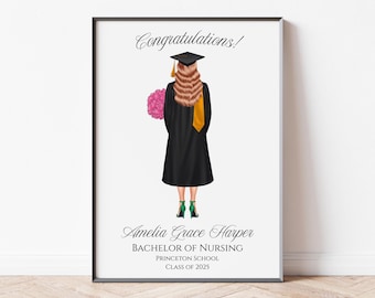 Personalisiertes Abitur-Geschenk Abitur-Andenken vorhanden Universitäts-Abschluss-Druck für Sie Benutzerdefiniertes Abschlussgeschenk des Abschlusses für Sie