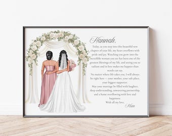 Mom and Daughter Wedding Gift Custom Mother and Daughter Wedding Print Gift for Mother of the Bride Personalised Mother Gift for Bride Print