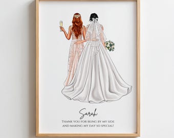 Custom Sister Bride To Be Gifts For Bride Wedding Day Gift Personalised Wedding Print, Thank You Gift For Sister Wedding Day Keepsake Print