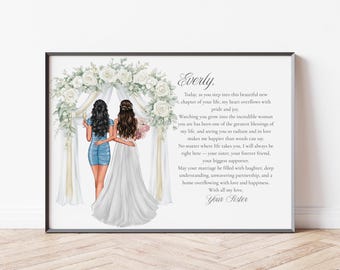 Bride to Be Gift to Sister Wedding Print Personalised Bride & Bridesmaid Print Wedding Gift for Bride Keepsake Best Friend Wedding Day Print