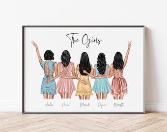 Personalisierte Druck Gruppe von Freunden Freundschaft Geschenk Bester Freund Druck Benutzerdefinierte Wandkunst für Freunde Geburtstagsgeschenk Gruppe von Freunden Bild