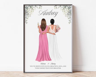 Sister Wedding Print For Bridesmaid Gift Best Friend Wedding Personalized Gift for Maid Of Honour Gift From Bride Wedding Thank You Print