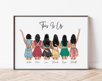 Christmas Gift For Friends Print Personalised Print Group of Bestfriends Print Group Friendship Print Besties Gifts Birthday Print For Her