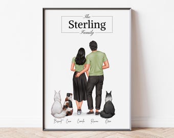 Familienporträt-Druck Personalisiertes Einweihungsgeschenk für unsere Familie Drucken Benutzerdefinierte Geschenke für Großeltern Neues Zuhause-Geschenke Familienwand-Kunst-Dekor
