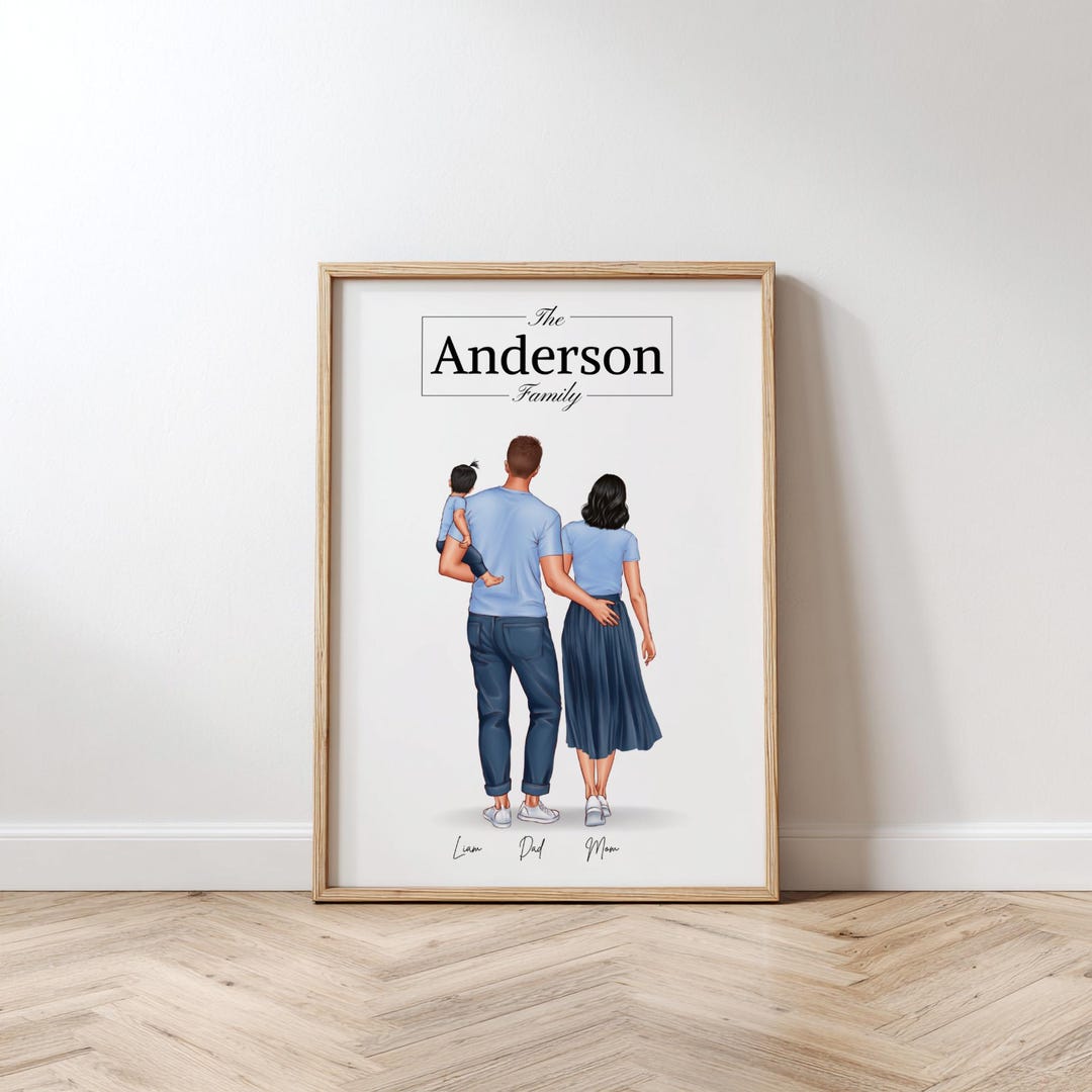 Custom Portrait Family With Pet Print Personalized Gift for Family, Our ...