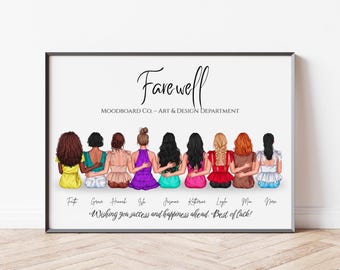Abschiedsgeschenk für Kollegen, Büroteam, neue Jobs, Drucke, Abschiedsgeschenk für Kollegen, personalisiertes Geschenk für Teammitglieder, Porträtgeschenk zum Ruhestand