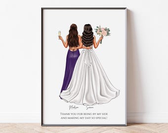 Personalisierter Hochzeitsdruck, individuelles Geschenk für die Schwester der Braut, Hochzeitsgeschenk, Dankeschön-Geschenk für die Schwester, Erinnerungsdruck für den Hochzeitstag