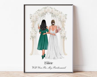 Bridesmaid Proposal, Personalised Will You Be My Bridesmaid Cards, Bridesmaid Proposal Print, Bridesmaid Print, Thank You Bridesmaid Gift