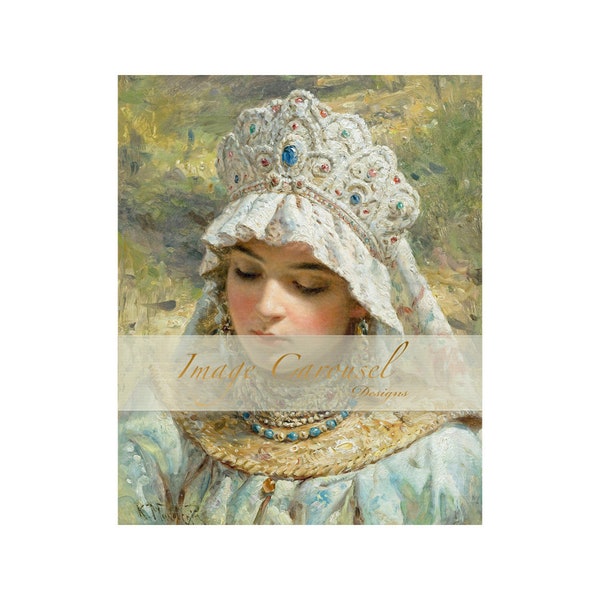 Russian Beauty By Makovsky Art Personal Commercial Use Antique Vintage Image Instant Digital Download
