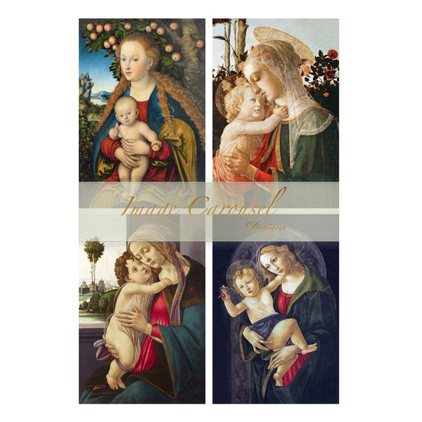 Renaissance Mother And Child Art Personal Commercial Use Antique Vintage Image Instant Digital Download Collage Sheet